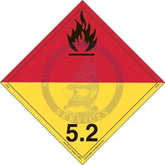 Placard Class 5.2: Organic Peroxide (Red and Yellow), International Wordless
